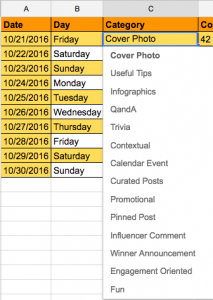 Content calendar 