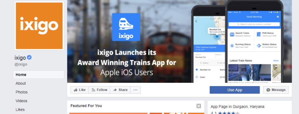 IXIGO Facebook Page