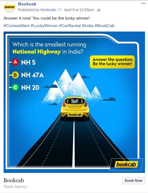 Bookcab Social media contest post